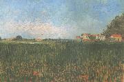 Vincent Van Gogh Farmhouses in a Wheat Field near Arles (nn04) Spain oil painting reproduction